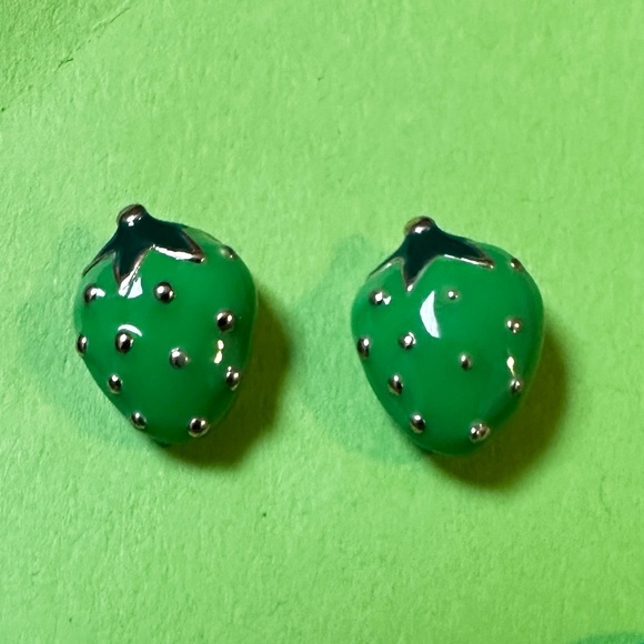 Strawberry Picking / Mothers Day April May earrings - small studs berry umbrella - Picture 7 of 11